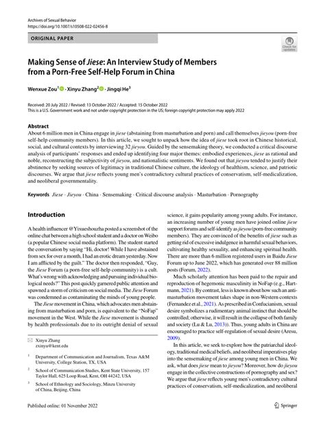 chinese masturbate|Making Sense of Jiese: An Interview Study of Members from a.